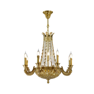 Adrienne Classic 14-Light Chandelier with Crystal Chains in Brass