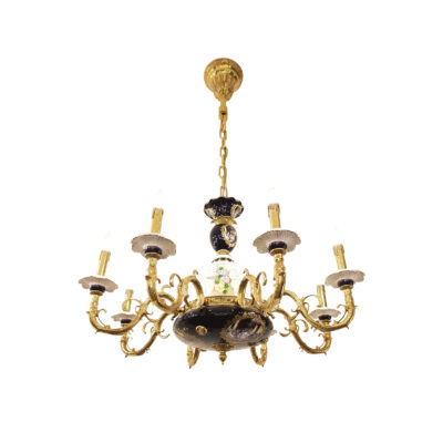 Amalie Ornate 8-Light Chandelier in Brass and Ceramic