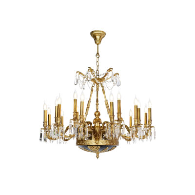 Amélie Classic 18-Light Chandelier in Brass with Ceramic Cherubs and Grilled Paint Steel