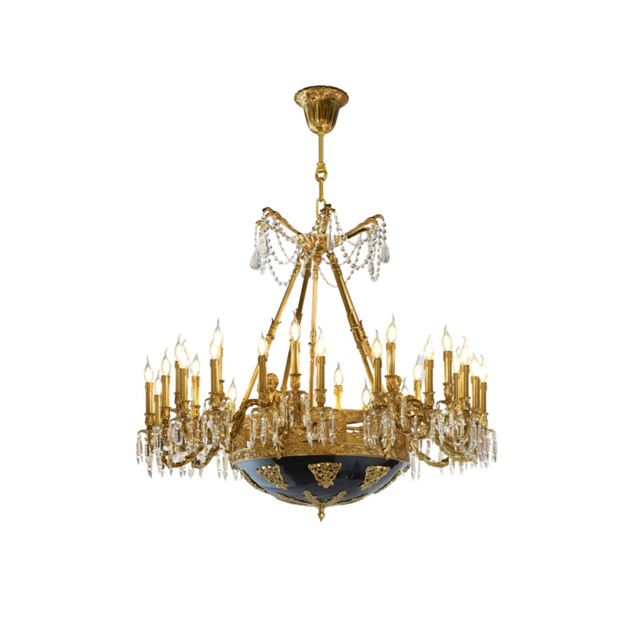 Amélie Grand 30-Light Chandelier in Brass and Decorated Ceramic