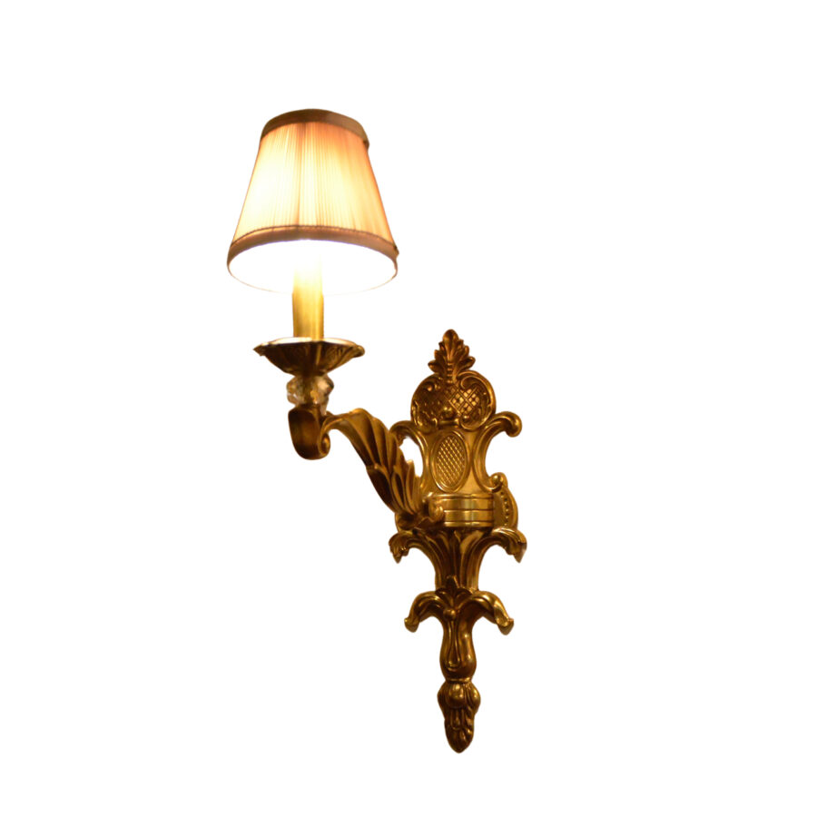 Ariane Elegant Single-Light Wall Lamp in Brass with Fabric Shade