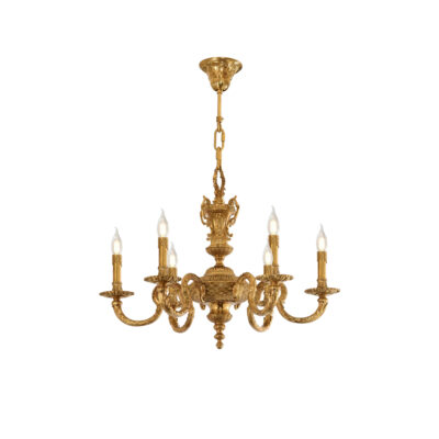 Armande Ornate 6-Light Chandelier in Brass