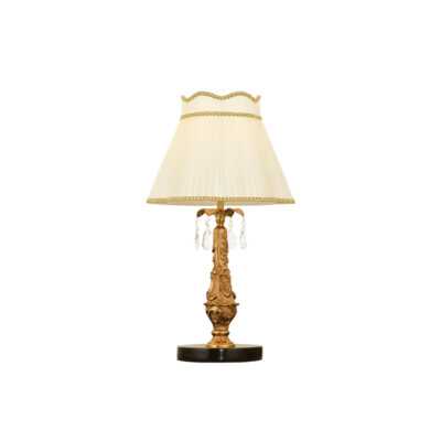 Aurelia Sophisticated Single-Light Table Lamp in Brass and Crystal with Cloth Shade