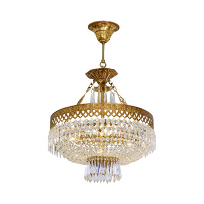 Aurélie Elegance 4-Light Chandelier in Brass and Crystal Dome