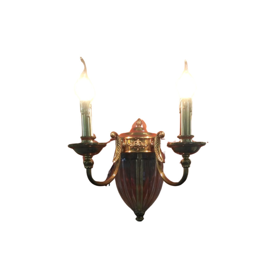 Beatrice Elegant Two-Light Wall Lamp in Brass and Glass