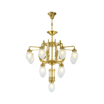 Bernadette Classic 13-Light Chandelier in Brass with Glass Bulb Covers