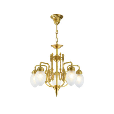 Bernadette Elegant 5-Light Chandelier in Brass with Glass Bulbs