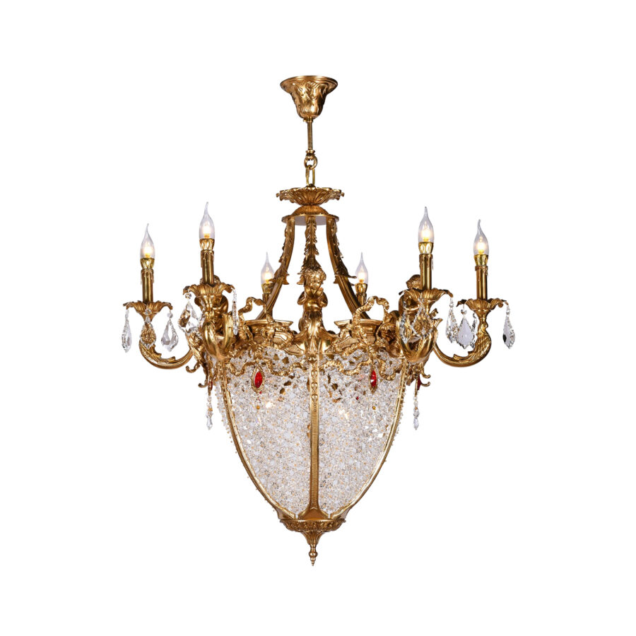 Bianca Luxury 10-Light Chandelier in Brass and Crystal