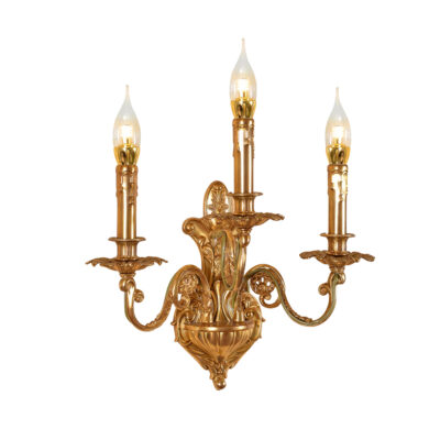 Blanche Elegance 3-Light Wall Lamp in Candle Effect Brass