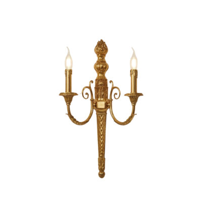 Brigitte Antique-Inspired 2-Light Wall Lamp in Brass Candle Effect