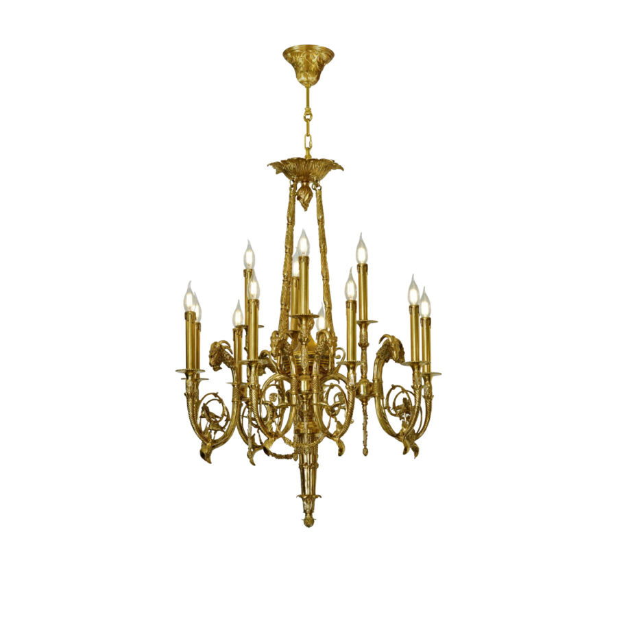 Catherine Ornate 12-Light Chandelier in Brass