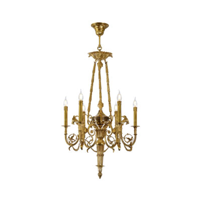 Catherine Ornate Brass 6-Light Chandelier in Intricate Brass Detailing