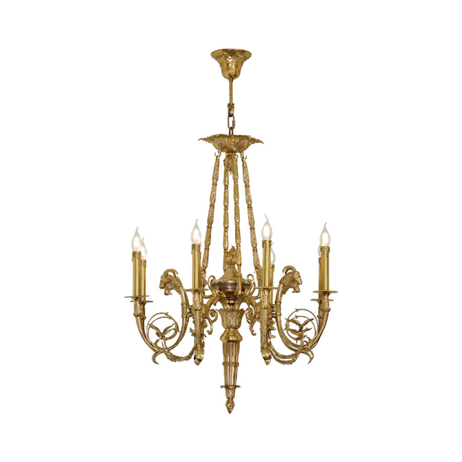 Catherine Ornate 8-Light Chandelier in Brass