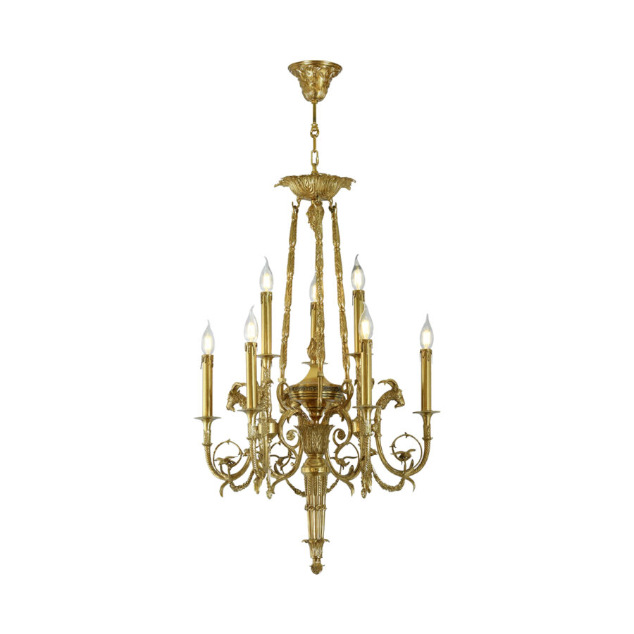 Catherine Ornate 9-Light Chandelier in Luxurious Brass