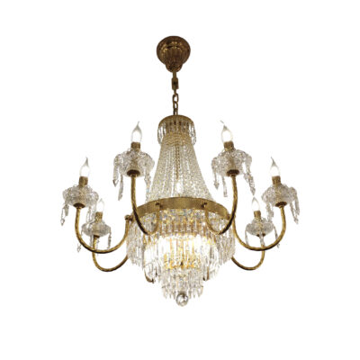 Celeste Elegant 14-Light Chandelier with Crystal Arms in Brass and Crystal