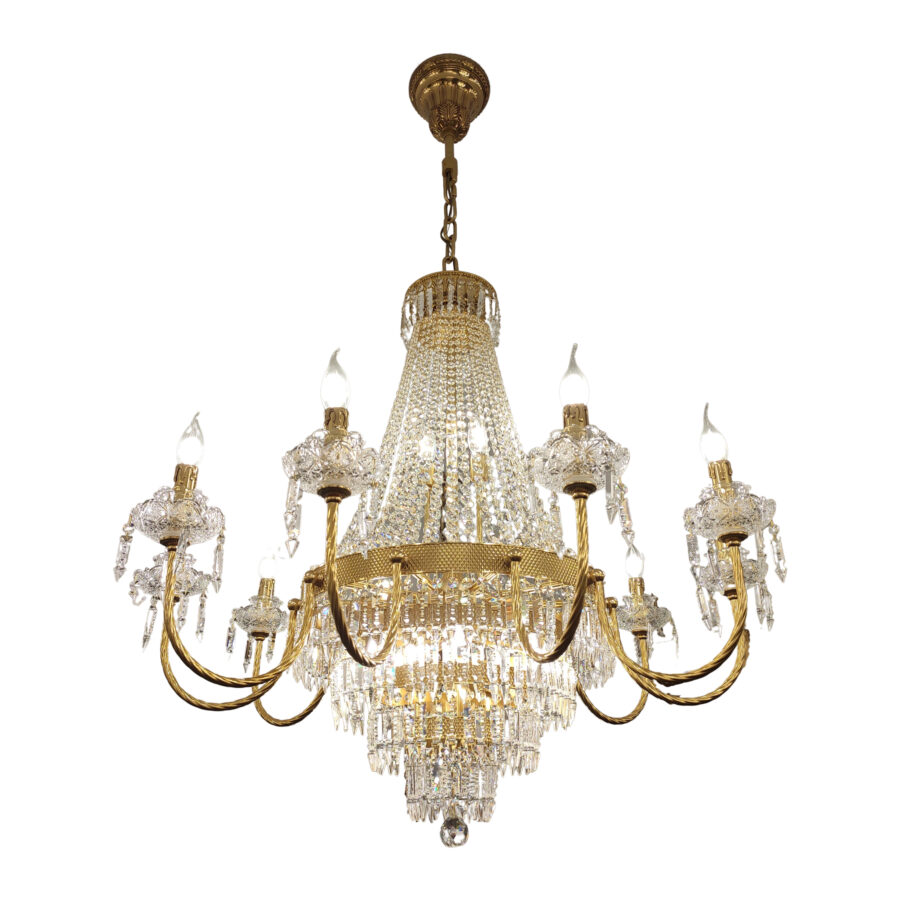 Celeste Elegant 17-Light Chandelier with Crystal Arms in Brass and Crystal