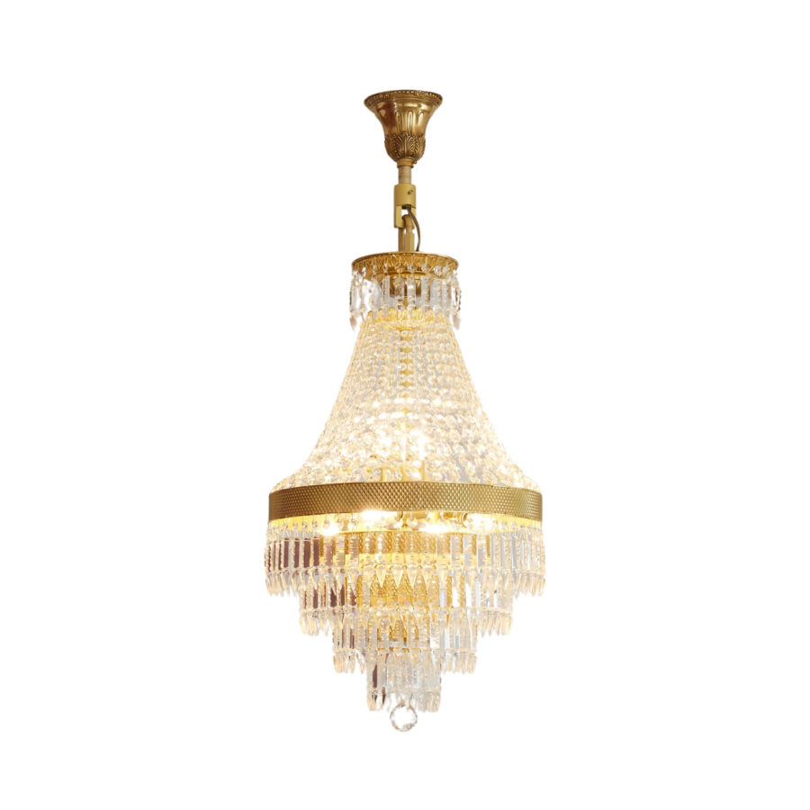 Celeste Elegant 6-Light Chandelier in Tiered Crystal and Brass