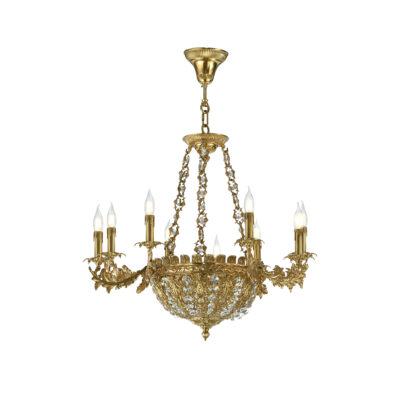 Céline Elegance 12-Light Chandelier in Brass and Crystal Majesty