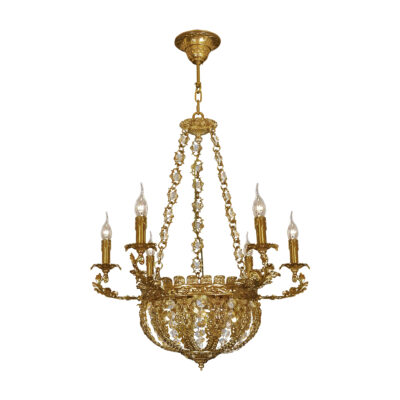 Céline Elegance 9-Light Chandelier in Brass and Crystal