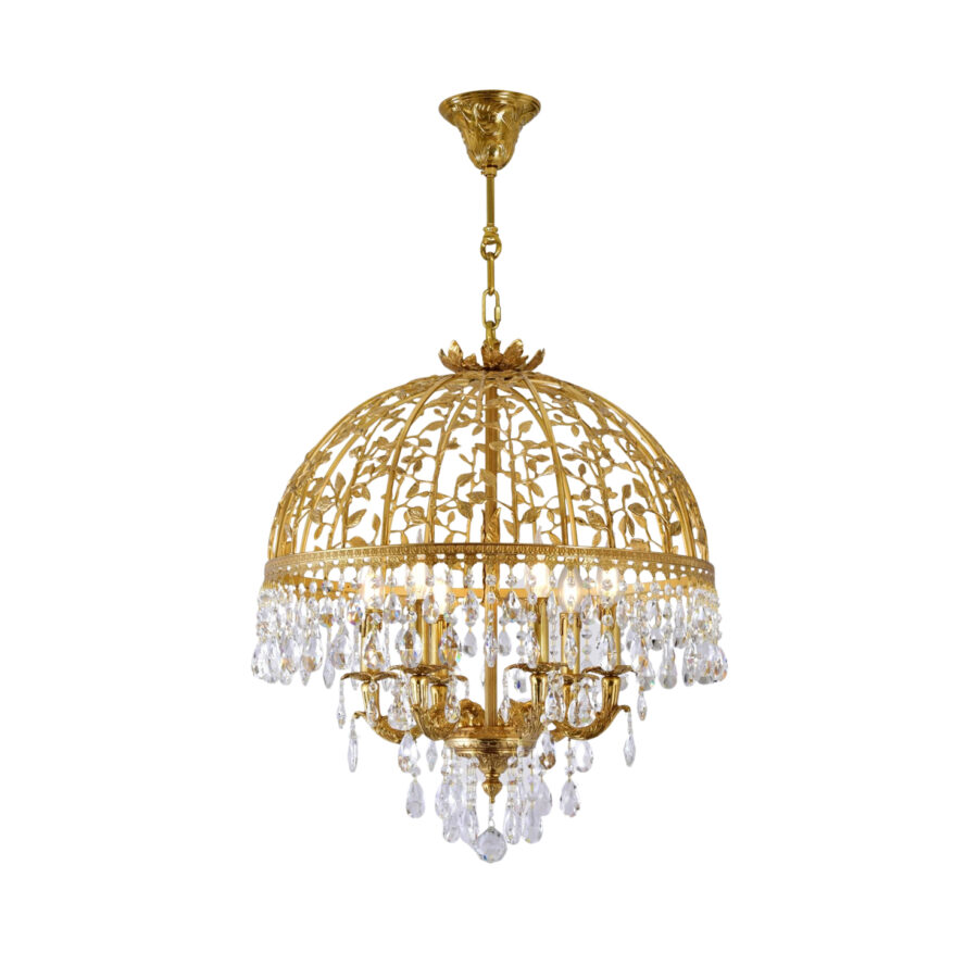 Chantal Elegant 6-Light Pendant in Brass and Crystal