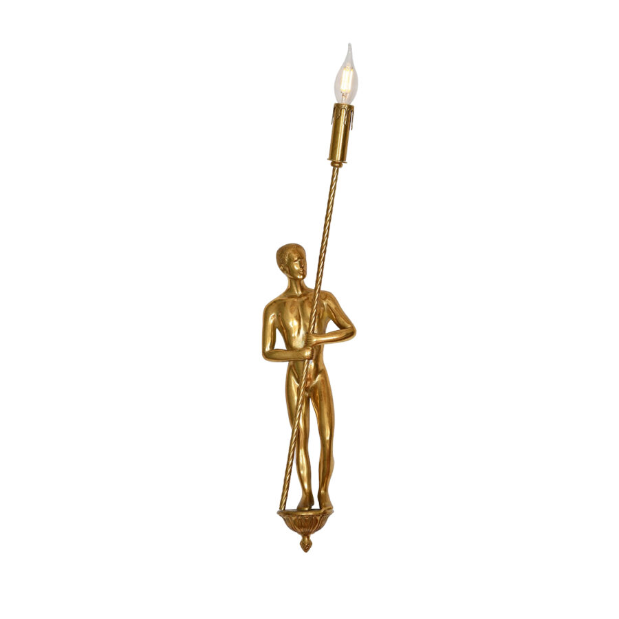 Clarisse Elegant Lone Figure Wall Lamp in Brass