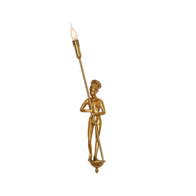 Clarisse Artisanal Lone Figure 1-Light Wall Lamp in Brass