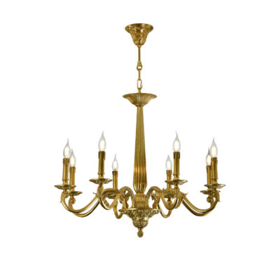 Claudette Elegance 8-Light Chandelier in Brass Candle Effect