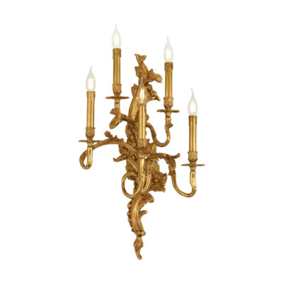 Corinne Baroque Floral Five-Light Wall Lamp in Ornate Brass