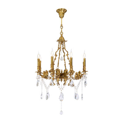 Donatella Elegant 8-Light Chandelier in Brass and Crystal