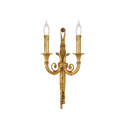 Édith Elegant Dual-Light Wall Lamp in Brass with Candle Effect