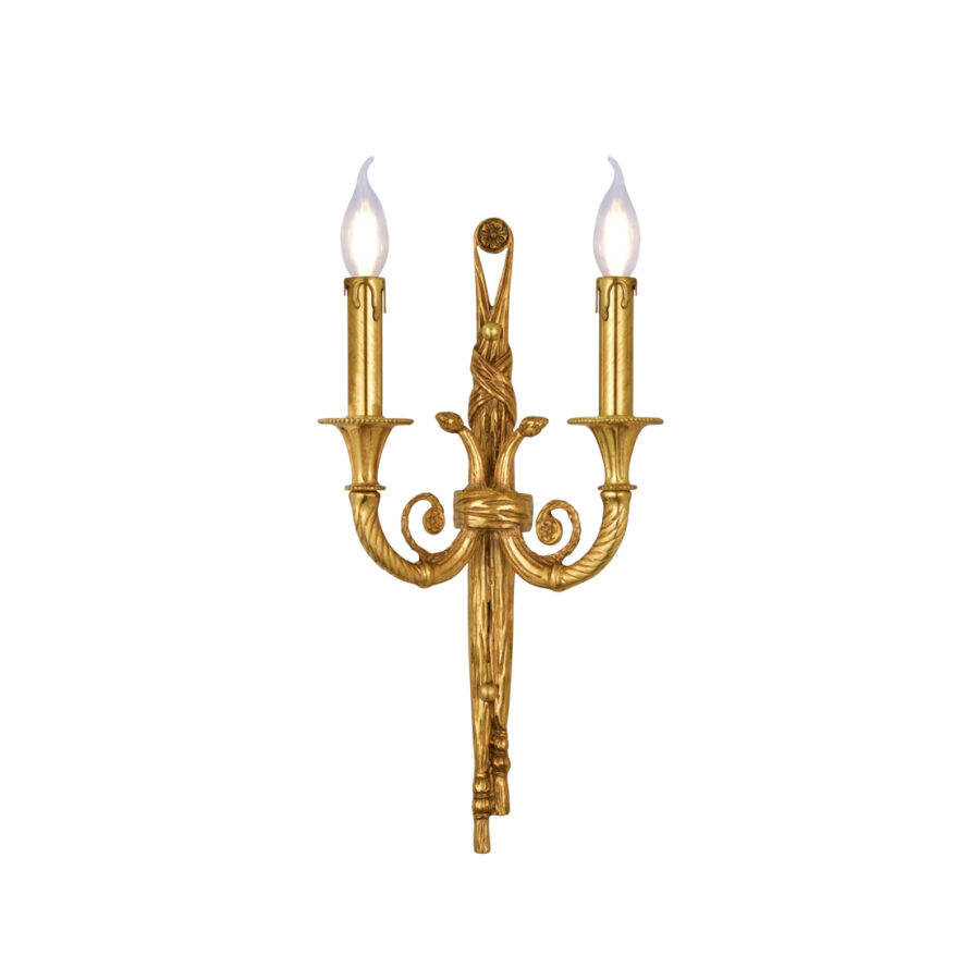 Édith Elegant Dual-Light Wall Lamp in Brass with Candle Effect