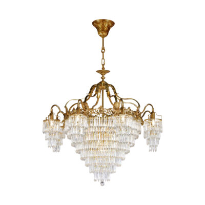 Eleanor Classic 16-Light Chandelier in Brass and Crystal Tiered Design