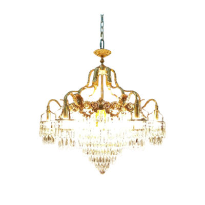 Eleanor Elegant 9-Light Chandelier in Brass and Crystal Tiered Design