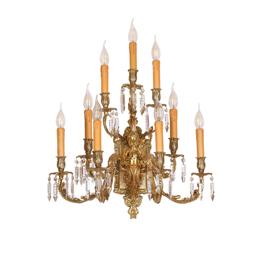 Eleonora Grand Cherub 9-Light Wall Lamp in Brass