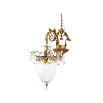 Émilienne Antique Brass Single Wall Lamp in Crystal and Glass