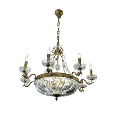 Estelle Classic 12-Light Chandelier in Brass with Glass Base