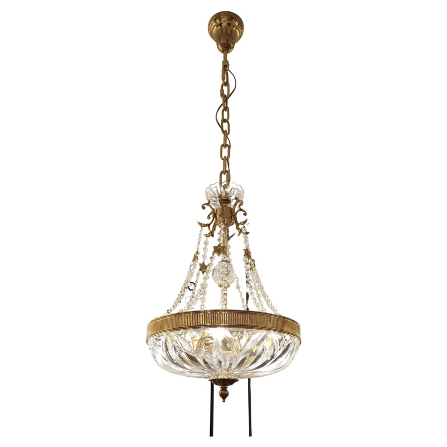 Estelle Elegant 3-Light Chandelier in Brass with Glass Base