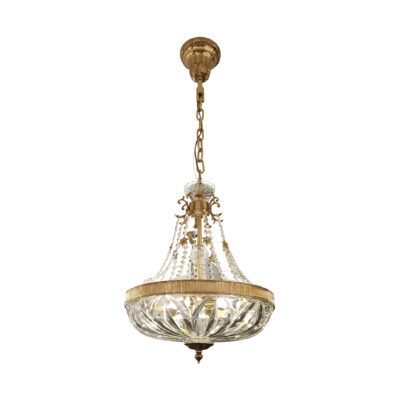 Estelle Elegant 5-Light Chandelier in Brass with Glass Base