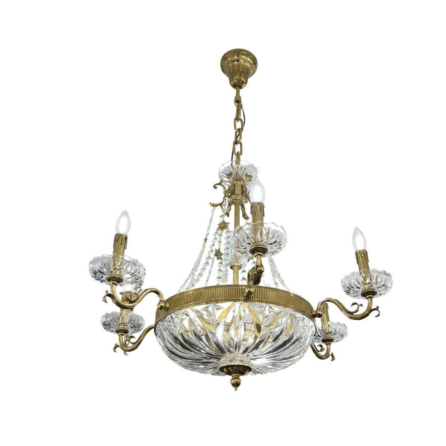 Estelle Elegance 9-Light Chandelier in Brass with Glass Base