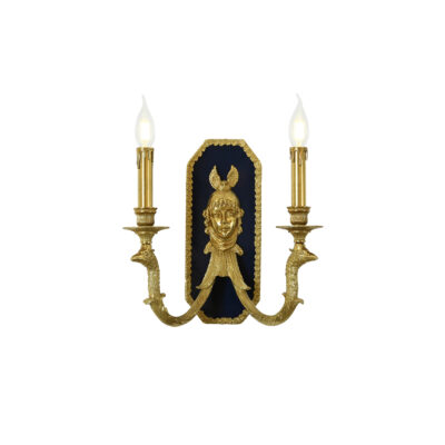 Francesca Classic Elegance 2-Light Wall Lamp in Brass with Black Wallplate