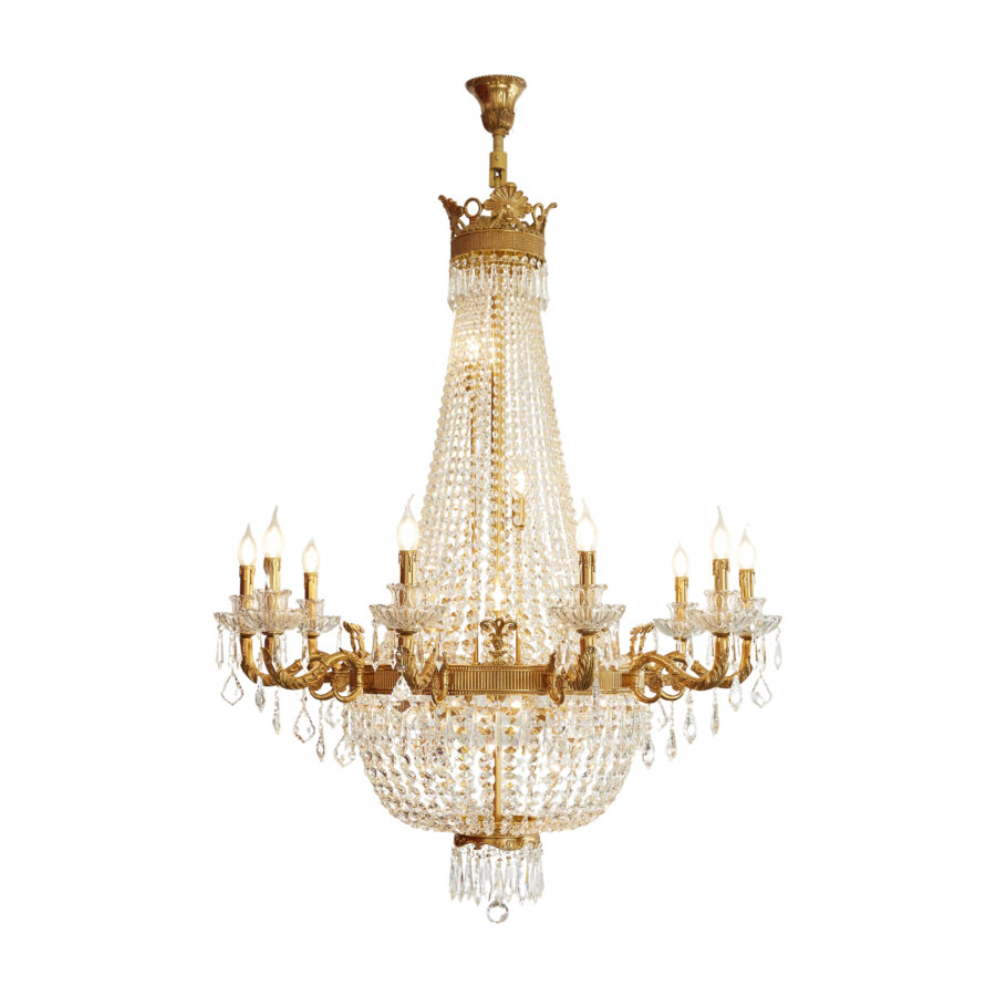 Gabriella Luxurious 18-Light Chandelier in Stunning Brass and Crystal Drape