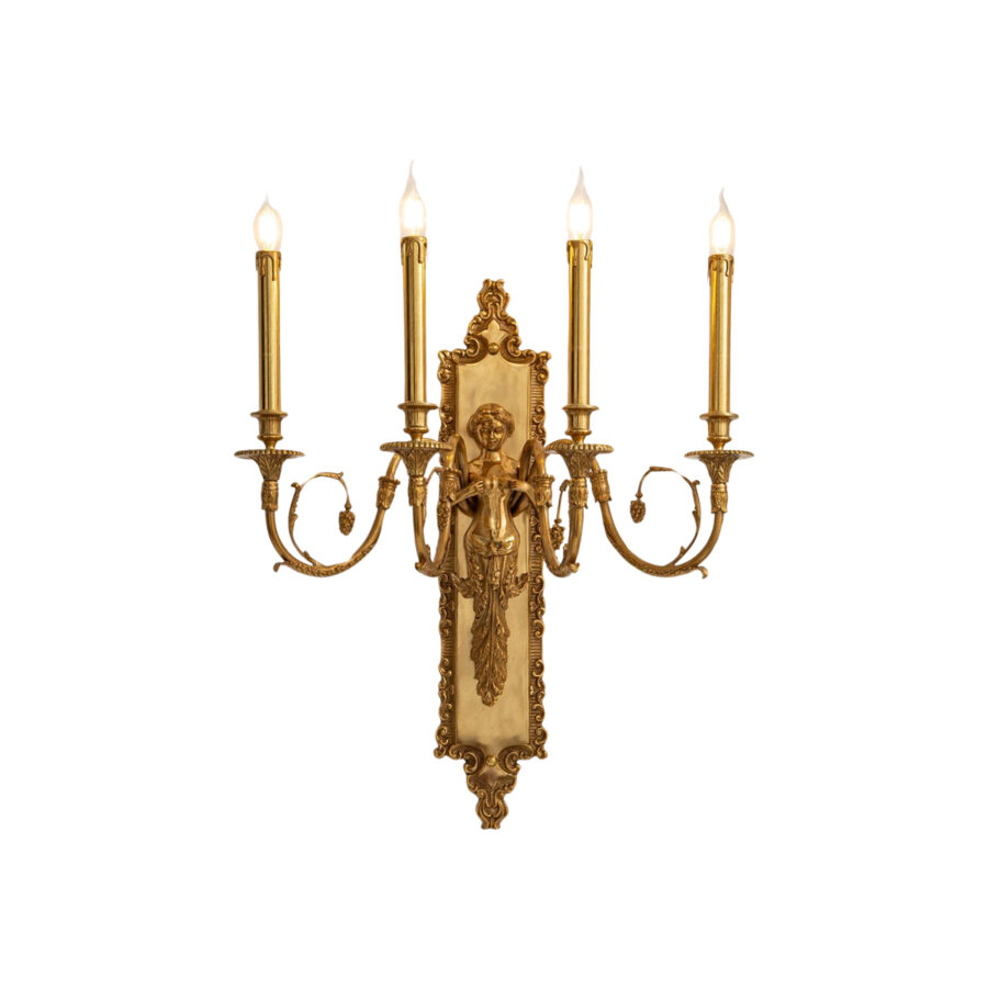 Isabella Elegance 4-Light Wall Lamp with Brass Female Figurine