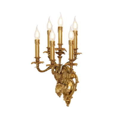 Josette Ornate Brass 6-Light Wall Lamp in Gleaming Brass Finish