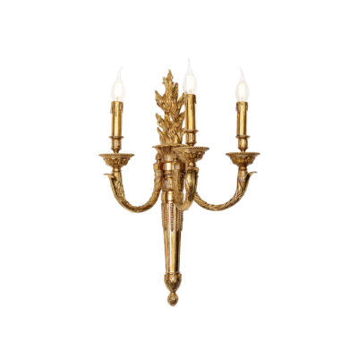 Julienne Regal Torch Flame 3-Light Wall Lamp in Brass