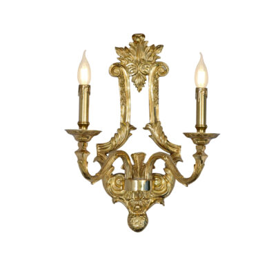 Laurence Classic Leaf Pattern 2-Light Wall Lamp in Brass