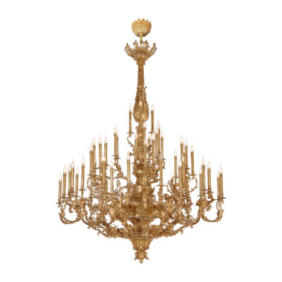 Léontine Grand Ornate 57-Light Chandelier in Brass