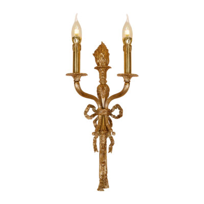 Madeleine Elegant Dual Light Wall Lamp with Ribbon Motif in Brass