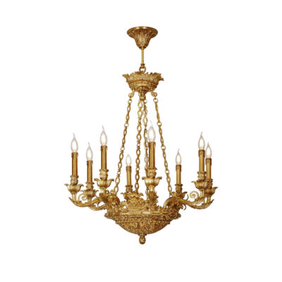 Margaux Ornate 10-Light Chandelier with Intricate Brass Detail in a Scroll Motif