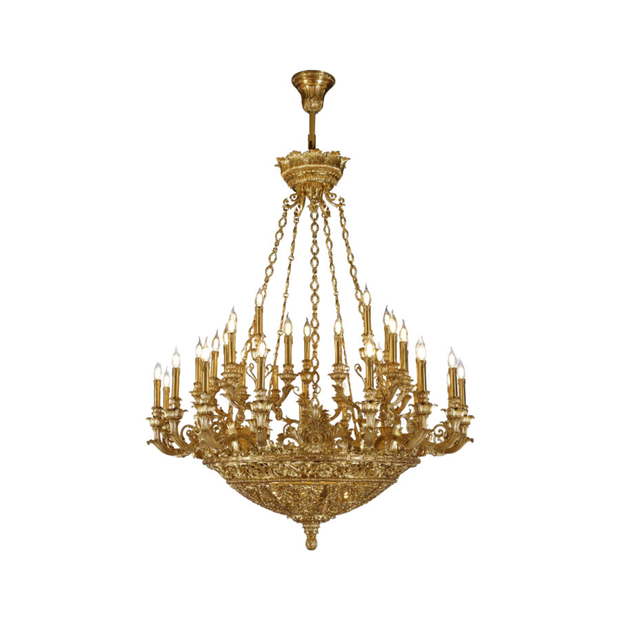 Margaux Grandiose Luxury 39-Light Chandelier in Intricate Brass Detail with Scroll Motif