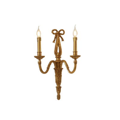 Margot Elegant Ribbon Leaf Motif 2-Light Wall Lamp in Brass